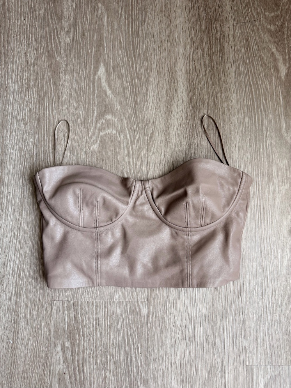 Zara Faux Leather Tube Top in Taupe/Beige